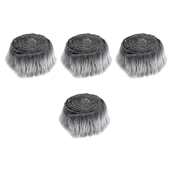 4Pcs Faux Fabric Fuzzy Costume Cosplay Precut Strips Artificial Fabric for Gnomes Beard Hair Christmas Tree Decor Frost Gray