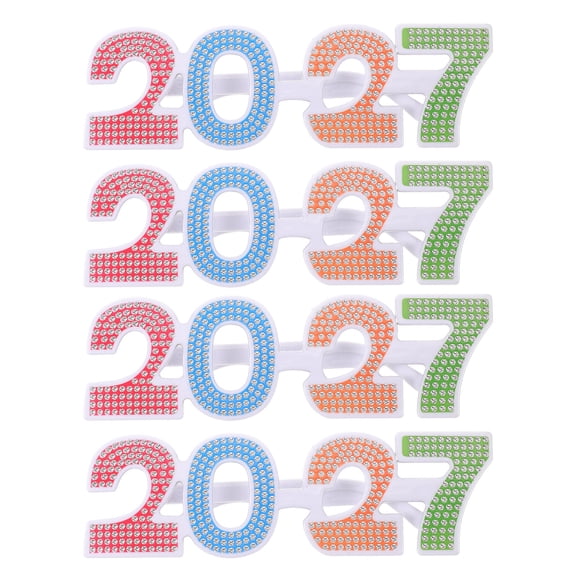 4Pcs Festive 2027 New Years Eyeglasses Photo Booth Props Comfortable Party Accessories