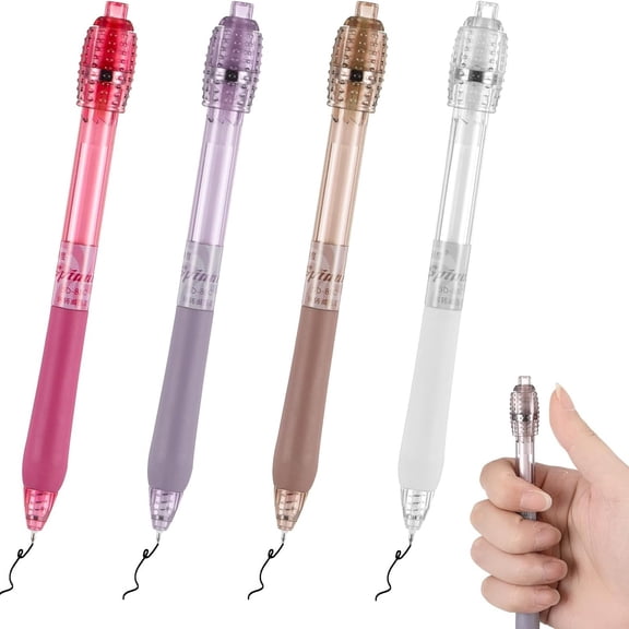 4Pcs Fidget Pens, Fidget Pens for Adults Anxiety Relief, 0.5mm Fine Point Gel Pens with Fidget Rotating Top, Quick Dry Black Ink Smooth Writing Ballpoint Pen No Smudge Pen for Writing Drawing Office