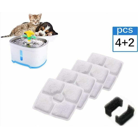 4Pcs Filters+2Sponge for 2.5L Automatic Electric Pet Fountain Cat/Dog Drinking Water Dispenser