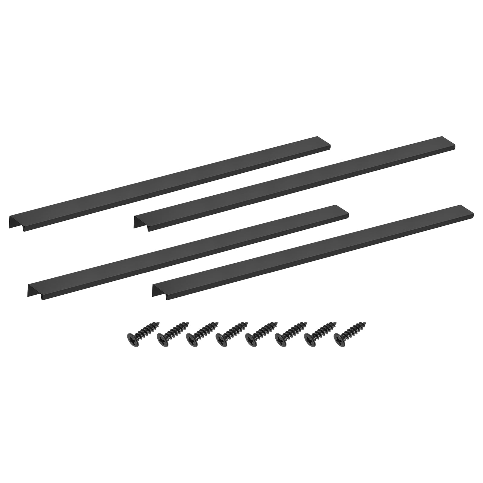 4Pcs Finger Pulls, 500mm/19.69 Inch Aluminum Hidden Cabinet Edge Handles, Modern Concealed Tab Pulls Hardware for Kitchen, Furniture, Drawer, Wardrobe, Black