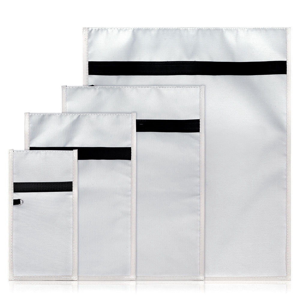 4Pcs Fireproof Cloth Signal Shielding Bags Faraday Bags for Laptops Phones Rectangle Light Grey 25.8~48.3x12.5~38x0.4~0.5cm