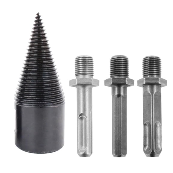 4Pcs Firewood Log Splitter Drill Bit Splitting Cone Twist Auger Breaker