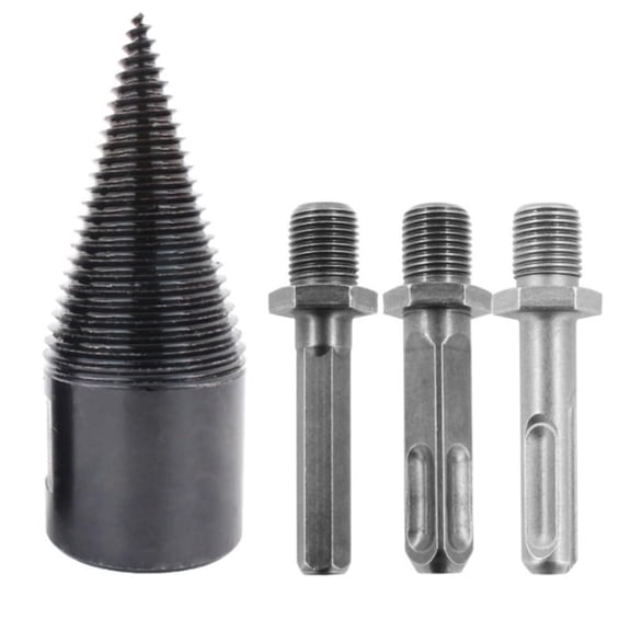 4Pcs Firewood Log Splitter Drill Bit Splitting Cone Twist Auger Breaker