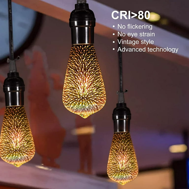 4Pcs Firework Light Bulbs Galaxy Bulb 4W LED Decorative Edison Bulbs with 3D Fireworks Effect Fit for E26 E27 Base Dimmable Multicolor Night Bulb for Holiday Party Festival Decor Walmart