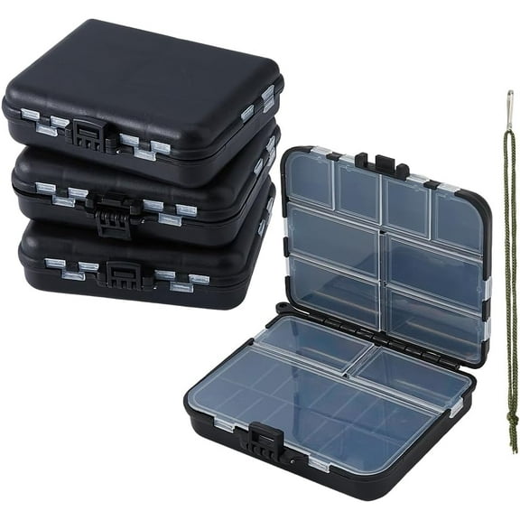 4Pcs Fishing Tackle Box Organizer Multi-Compartment Fishing Tackle Box Plastic Carrying Case Fish Hooks Bait Organizer Container Tackle Organizer Kayak Fly Box for Turnbuckle Sinkers Mixed Color