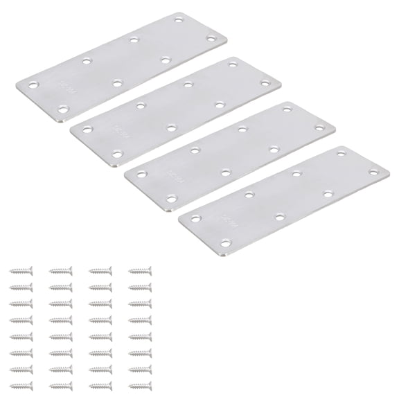 4Pcs Flat Mending Plate Metal Straight Brace Stainless Steel Fixed Angles Support Brackets Repair Joining Fixing Bracket