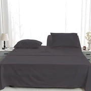 4Pcs Flex Top Split King Size Sheet Set For Adjustable Bed 100% Microfiber 36" Inch Top Head ,18" Inch Deep Pocket Sheet Sets - Dark Grey Solid