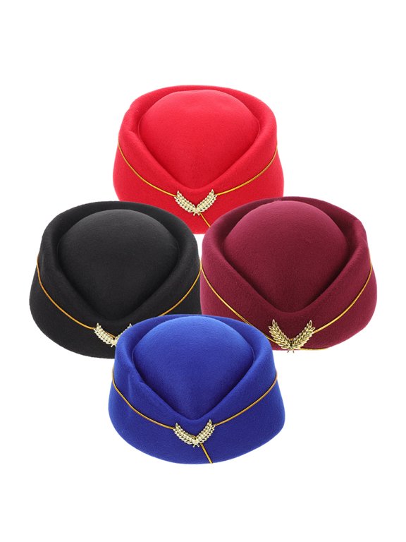 4-Pack Lightweight Flight Attendant Beret Caps with Soft, Breathable Fabric for Comfortable Wear