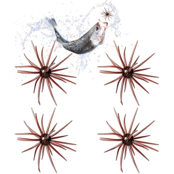 4Pcs Floating Sea Urchin Soft Lure - Super Urchin Bait with Tentacles, TPE Finesse Baits for Bass Fishing, Multi-Species Lures for Drop Shot, Wacky Rig, Neko Rig, Durable & Lifelike Fishing Lures