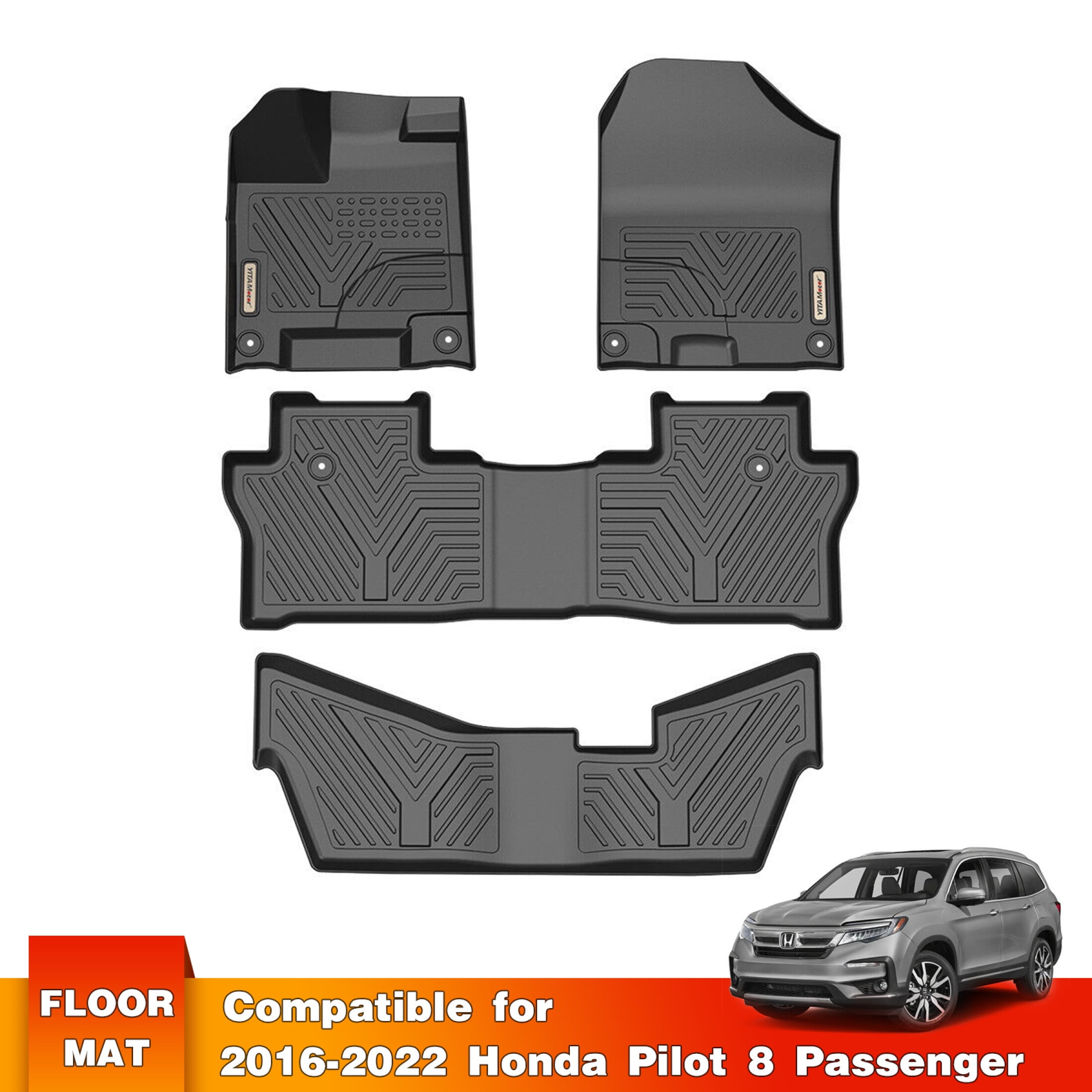 Floor Mats For 2016-2022 Honda Pilot 8 Seats Trunk With Backrest Mats
