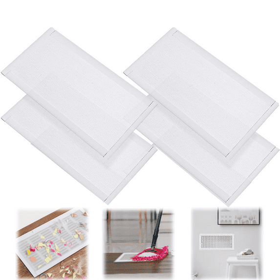 4Pcs Floor Vent Covers,Extra Strong Magnetic Floor Vent Covers,Upgrade Air Vent Screen Cover,Rectangle Air Vent Screen Cover,Plastic Vent Screen,for Wall Ceiling Floor (4×10inch White)