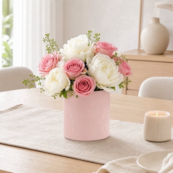 4Pcs Flower Box Round Gift Boxes with Lids Round Cardboard Box Circle Box for Flowers Bouquet Packaging Weddings Anniversaries Banquets(White Black Pink)