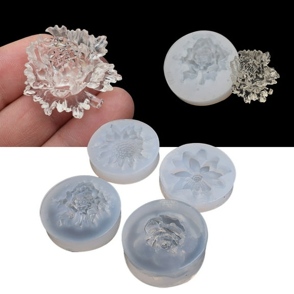 4Pcs Flower Epoxy Resin Kits Camellia Sunflower Rose Pendant Jewelry Making Tools/ (One Each For 87, 88, 89, And 90)