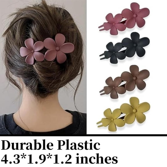 4Pcs Flower Hair Clips, Matte French Barrettes, 4color Floral Hairpins, Claw Clamps, Non-Slip, Elegant Accessories for Women, Girls, Wedding, Summer Party Decorations