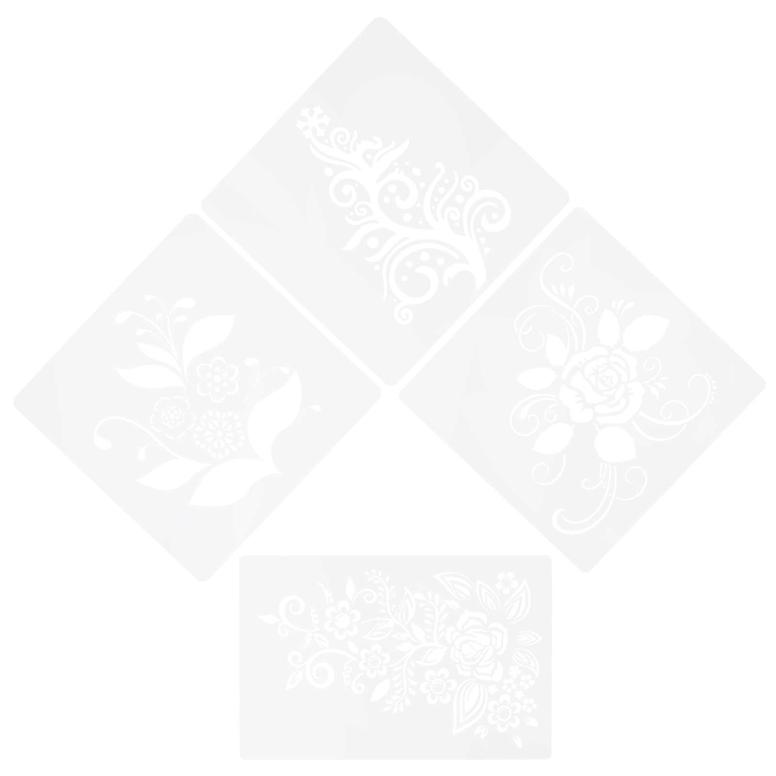 4Pcs Flower Painting Stencils Wall Art Drawing Templates Wall Art