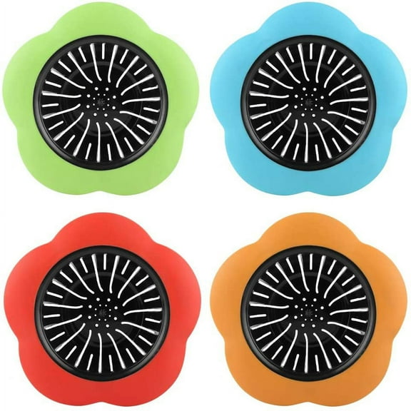 4Pcs Flower Shaped Plastic Basin Sink Strainer Drain Stopper Kitchen Bathroom Accessories