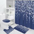 4Pcs Flower Shower Curtain Modern Botanical Colorful Fashion Nordic