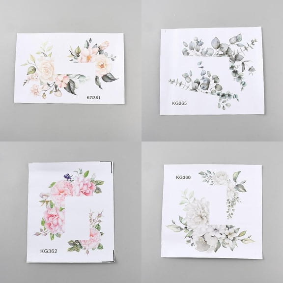 4Pcs Flower Switch Stickers 170x145x0.2mm Colorful PVC Light Switch Decal Waterproof Decorative Socket Decals Floral Wall Murals