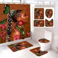 4Pcs Flowers and Butterfly Shower Curtain Set with NonSlip Rugs and