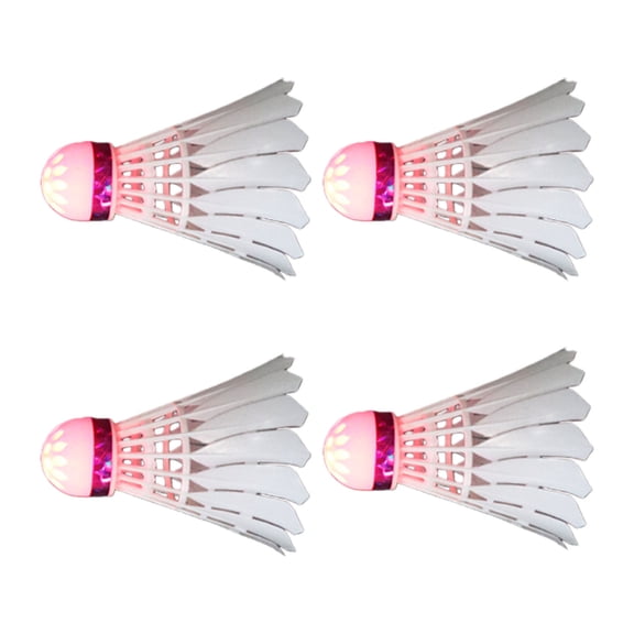 4Pcs Fluorescent LED Badminton Shuttlecocks Windproof Lighted Balls for Outdoor Night Training Easy to Use