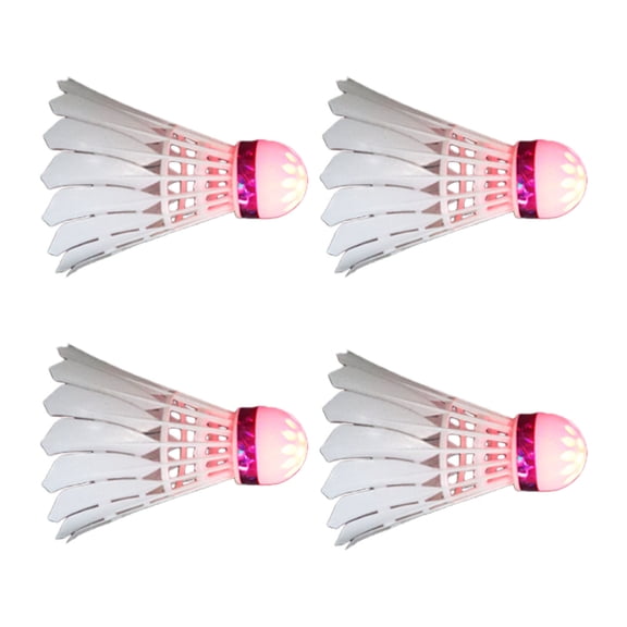 4Pcs Fluorescent LED Badminton Shuttlecocks Windproof Lighted Balls for Outdoor Night Training Easy to Use