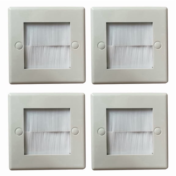4Pcs Flush Brush Wall Plate Brush Single 1 Gang Wall Outlet Cable Entry Plate Tidy Mount Face Plate Wall Plate White