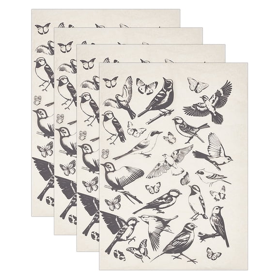 4Pcs Flying Birds Ceramic Clay Transfer Paper Ceramic Decals 21x15 Inch Porcelain Underglaze Transfers Tile Decals Pottery Underglaze Butterfly Paper