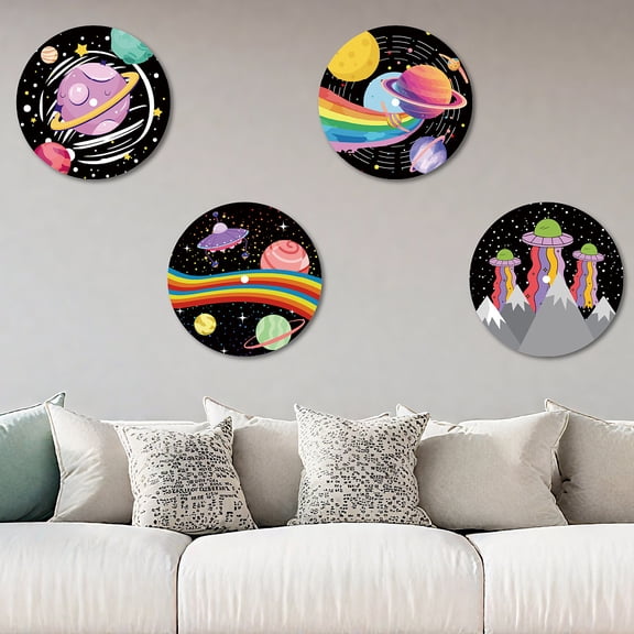 4Pcs Foam Discs Home Display Decorations Spaceship 295mm Hole: 15mm