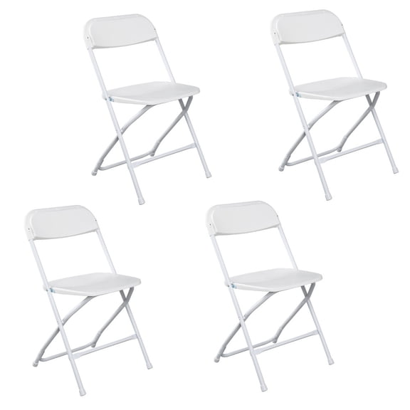 4Pcs Folding Chairs, Injection Plastic Folding Chair with 350LBS Capacity, Portable Event Chair for Events Office Wedding Party Rental Picnic Patio, White