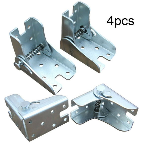4Pcs Folding Hinge Bracket, Self Locking Hinges 90 Degree Foldable Table Bracket, Heavy Duty Leg Fittings Angle Braces for Folding Table, Workbench, Bed Legs (Silver)