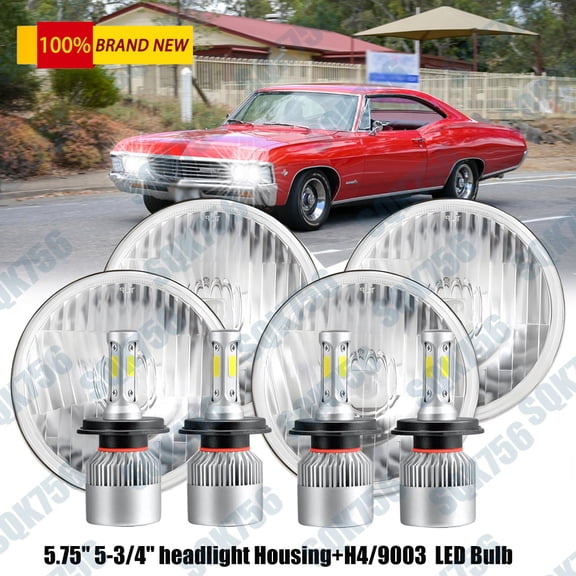 4Pcs For Chevy Impala El Camino 5.75" 5 3/4" LED Headlights Hi-Lo Sealed Beam