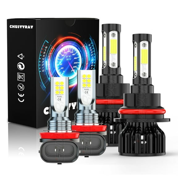 4Pcs For Chevy Spark 2013-2016 6000K LED Headlight High Low Beam Fog Light Combo Bulbs
