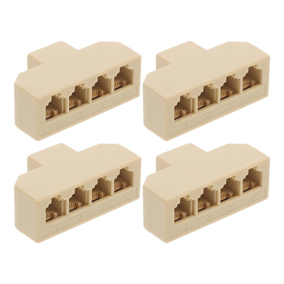 Pawsdot Four Way Telephone Splitter Adapter for Connecting PC Beige ABS Material 6P4C