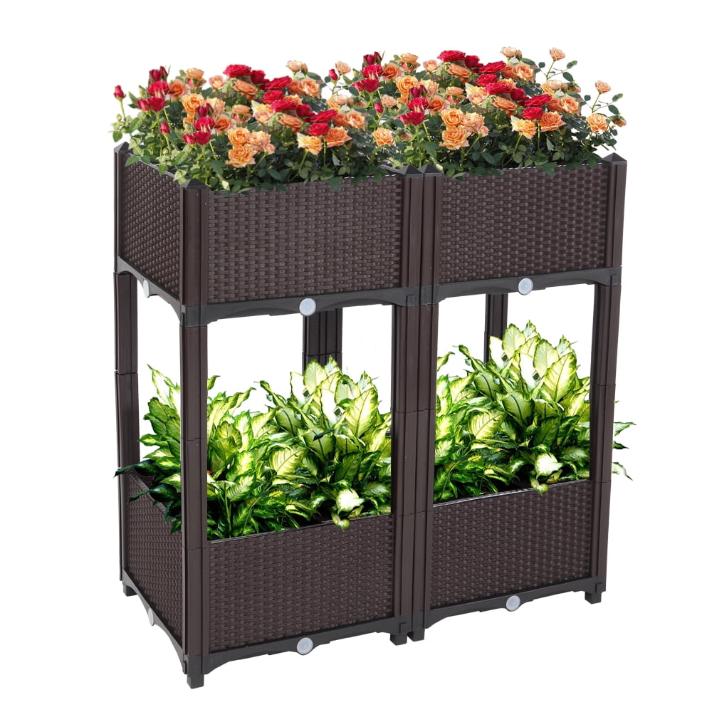 4Pcs Free Splicing Injection Planting Box, Brown