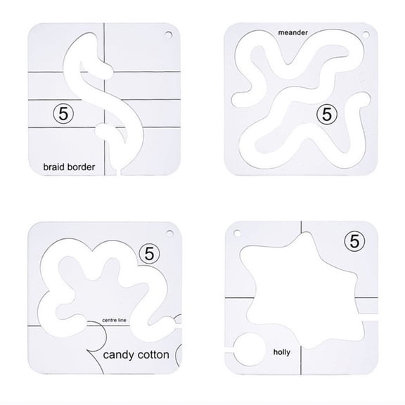 4Pcs Freemotion Quilting Ruler Clear Acrylic Quilting Templates Quilters Rulers