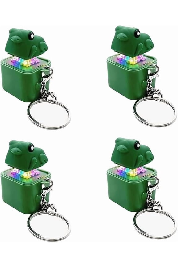 4Pcs Frog Croaking Keychain, Rechargeable Keyboard Clicker with LED Lights, Stress Relief Sensory Fidget Toy for Adults, USB-C Glow-in-Dark Frog Fidget Set for Backpack (4Pcs)