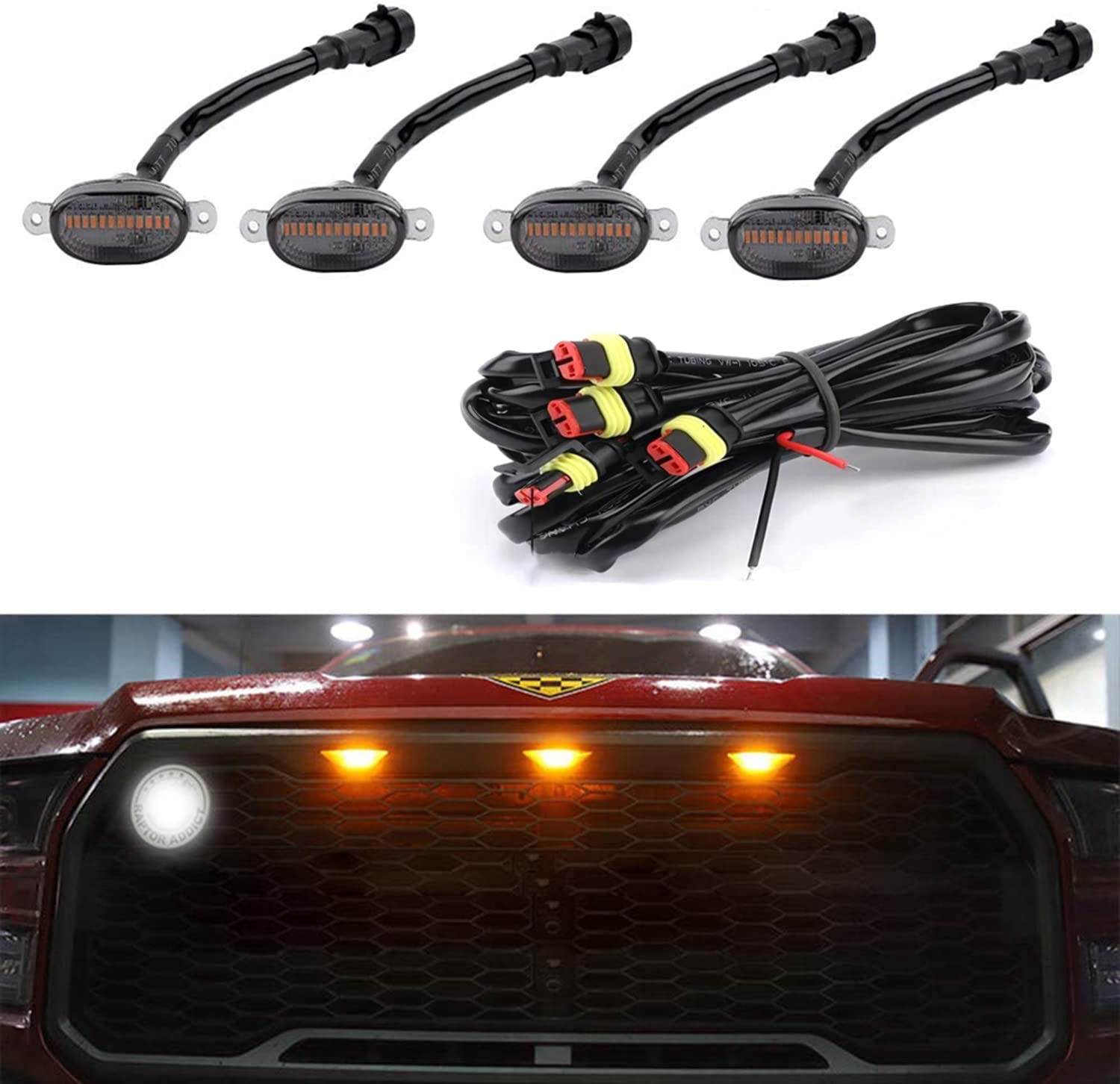 4Pcs Front Grille LED CI30 Lights Smoke Lens Grille Light Kit with ...