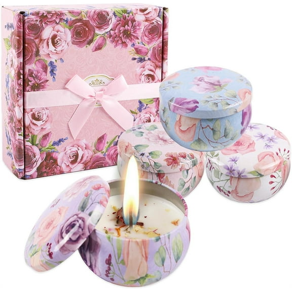 4Pcs Fruity Scented Candles,2.2oz Aromatherapy Candle,Soy Wax Candles,10-12 Hour Burning,Prefect for Christmas Birthday Valentines Day Gift (4 Scents)