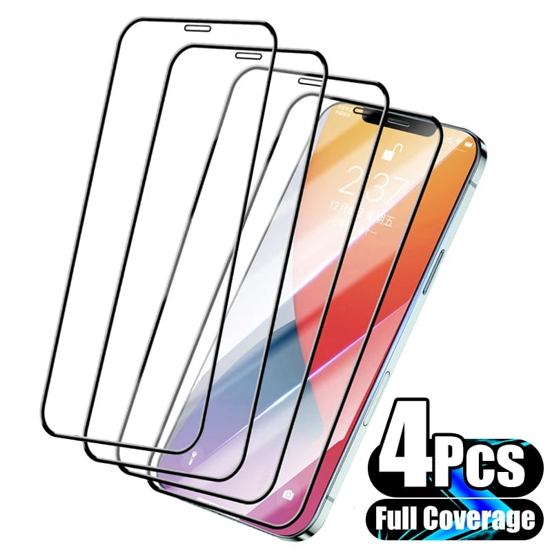 4Pcs Full Cover Protective Glass For iPhone 11 12 13 14 Pro Max Screen