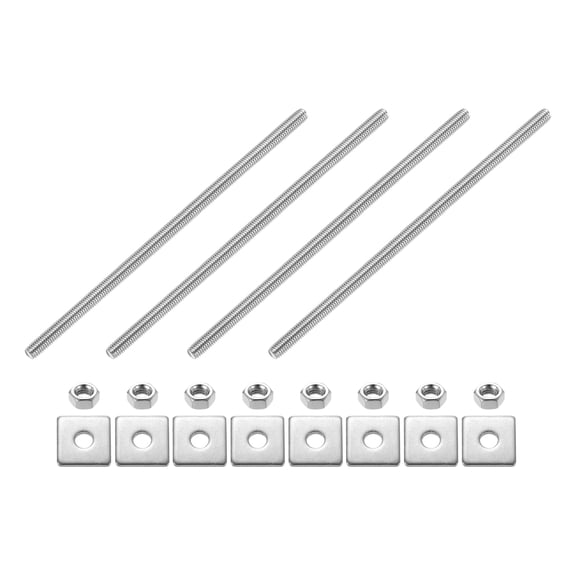 4Pcs Fully Threaded Rod, M6 x 150mm 201 Stainless Steel with Nuts Washers