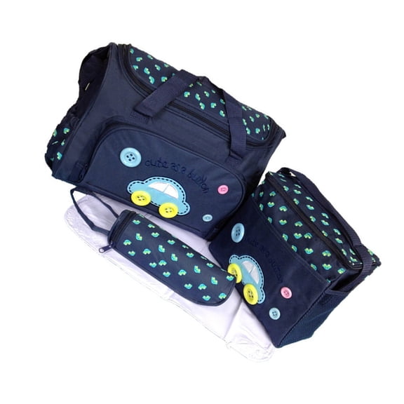 4Pcs Functional Baby Diaper Bag Set with Removable Changing Mat and Milk Bag