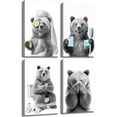 thumbnail image 1 of 4Pcs Funny Bear Bathroom Canvas Wall Art Black And White Animal Wall Decor Picture Cute Bathroom Posters Prints for Restroom Washroom Dorm Laundry Room Decorations, 1 of 6