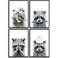 thumbnail image 1 of 4Pcs Funny Bear Bathroom Canvas Wall Art Black And White Animal Wall Decor Picture Cute Bathroom Posters Prints for Restroom Washroom Dorm Laundry Room Decorations, 1 of 6