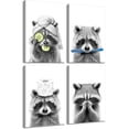 thumbnail image 1 of 4Pcs Funny Bear Bathroom Canvas Wall Art Black And White Animal Wall Decor Picture Cute Bathroom Posters Prints for Restroom Washroom Dorm Laundry Room Decorations, 1 of 6