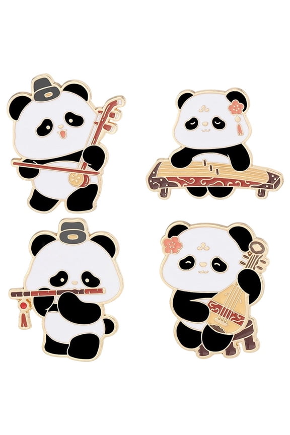 4Pcs Funny Panda Brooch Personalized Panda Badge Novelty Clothes Pin for Birthday Clothing Collar Dress Scarf Decoration
