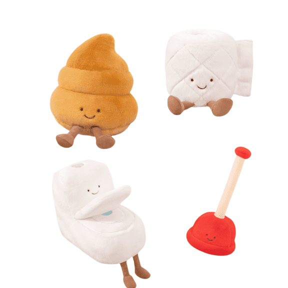 4Pcs Funny Roll Paper Toilet Plunger Plush Toy, Cute Toilet Friend Set Suffed Plush Toy, Children's Birthday Gift.