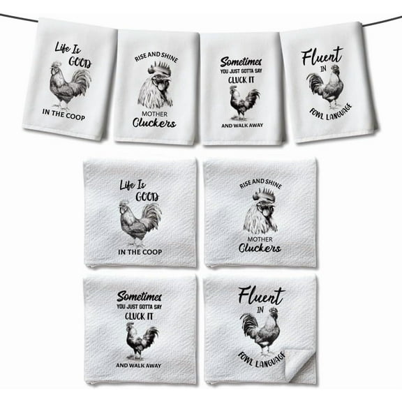 4Pcs Funny Rooster Hand Towels Vintage Chicken Farmhouse Kitchen Dish Towels 24 x 16 Inch Microfiber Absorbent Soft Hand Tea Dishcloths for Cooking Baking Bathroom Holiday Housewarming Gifts diy