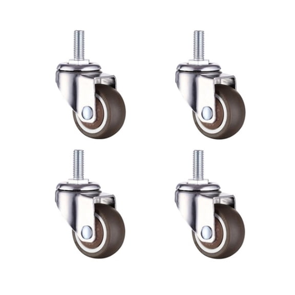 4Pcs Furniture Caster Wheels No Noise Swivel Soft Rubber Rollers with Thread Stem for Office Chair Cart Trolley Workbench