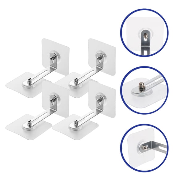 4-Piece Stainless Steel Furniture Wall Anchor Kit with Adhesive, Anti-Tip Safety Device for Home and Office Use